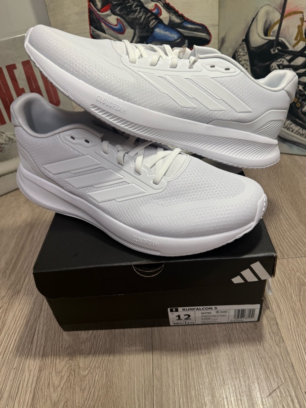 New adidas Runfalcon 5 Triple White Running Shoes Sneakers Size 11.5 Men - Picture 12 of 13